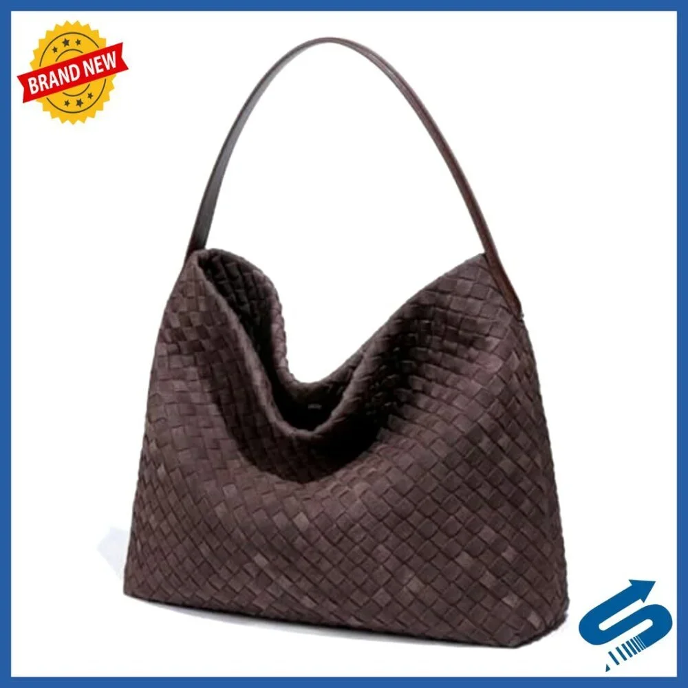 Slouchy Suede Woven Hobo Bag Crossbody Shoulder Tote Purse